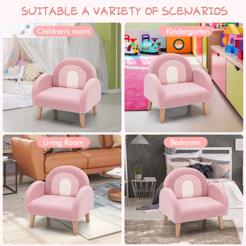INFANS Kids Sofa, Toddler Armchair with Solid Wooden Frame Anti-Tipping Design Plush Fabric, Upholstered Children Chair for Kindergarten Playroom Preschool, Gift for Boys Girls, Toddler Couch - Image 4
