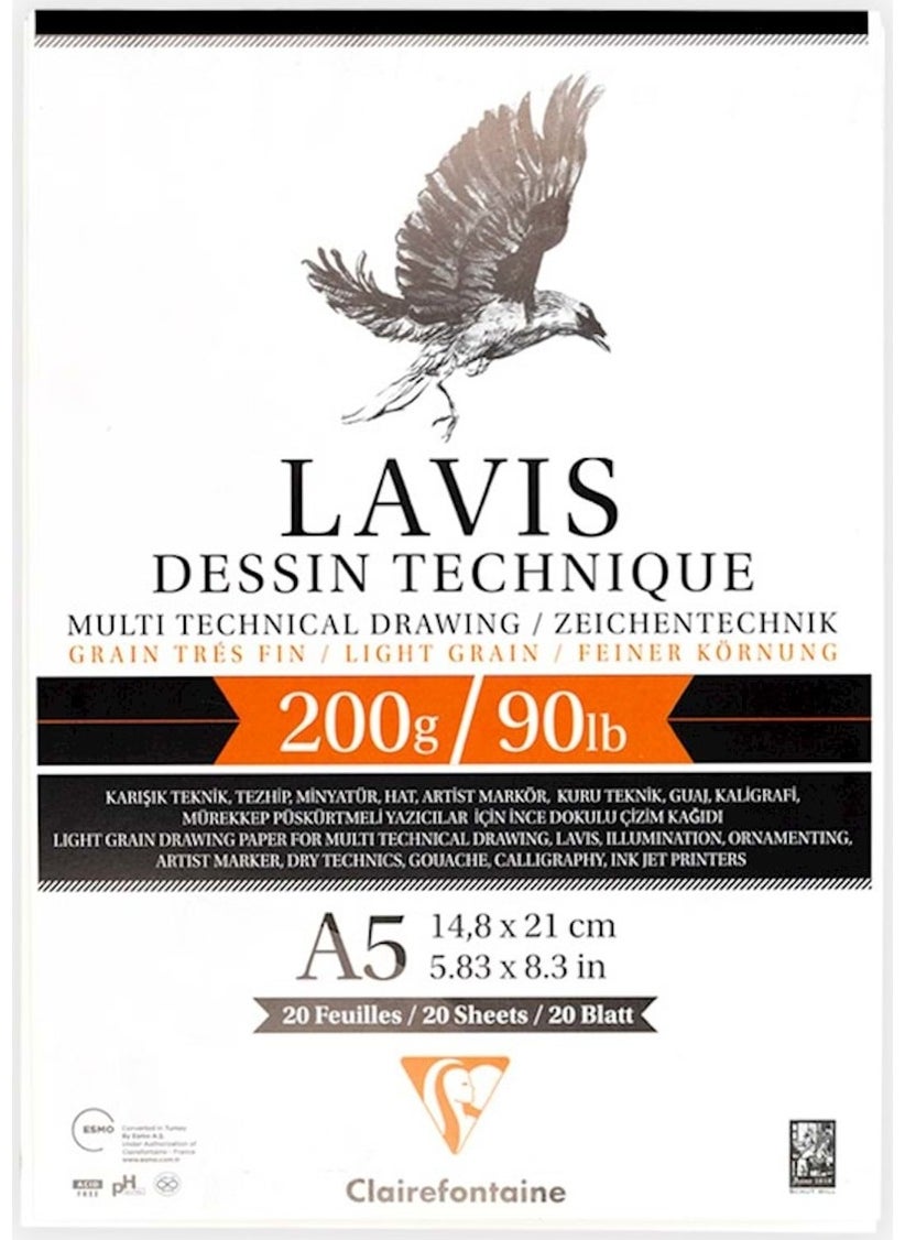 Clairefontaine Lavis Multi Technical Adhesive Notebook 20 Sheets A5 