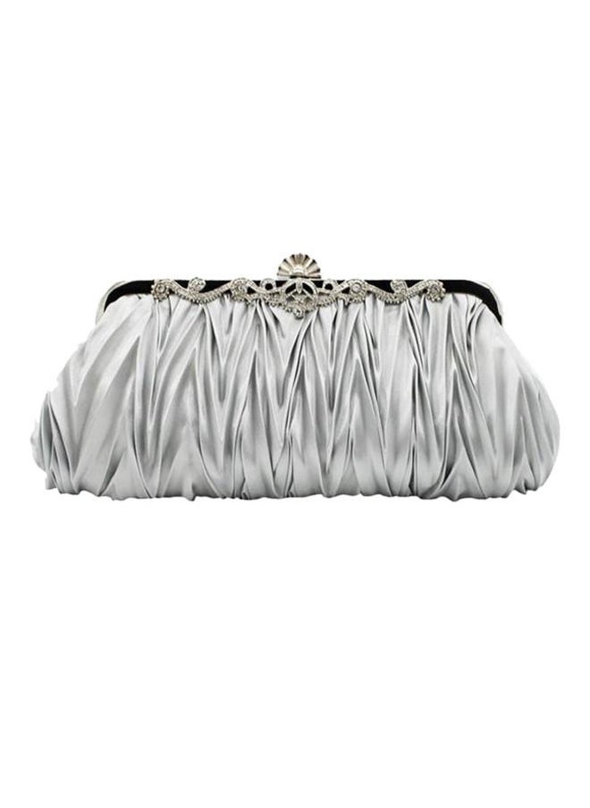 NIBEMINENT - Satin Ruffle Clutch Silver - Image 1