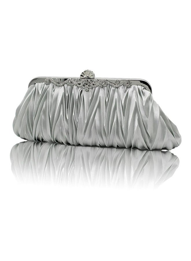NIBEMINENT - Satin Ruffle Clutch Silver - Image 1
