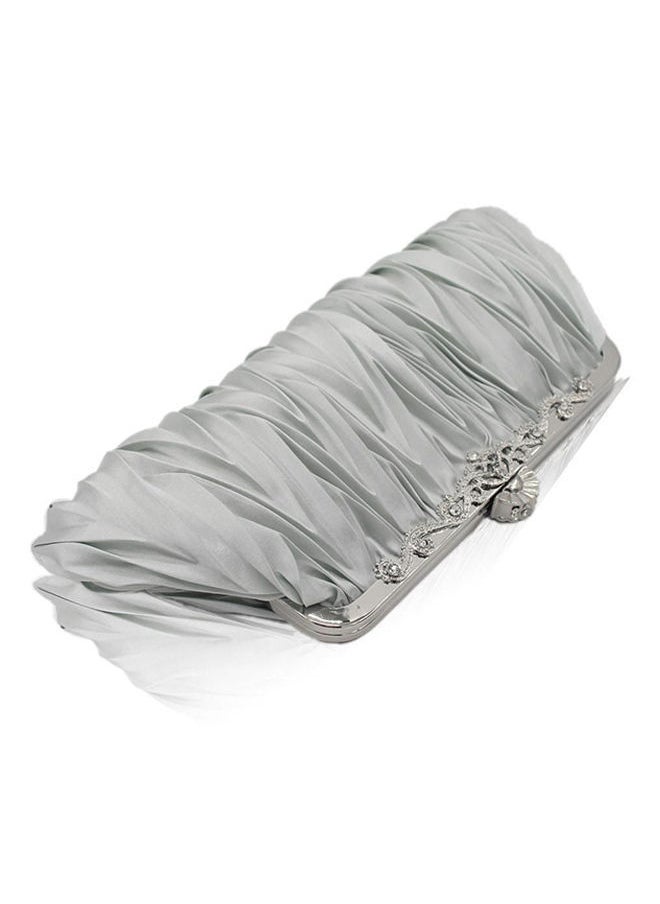 NIBEMINENT - Satin Ruffle Clutch Silver - Image 1