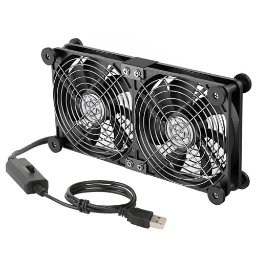 ELUTENG Dual AC USB Computer Fan 140mm USB Fans for Cooling 3 Speed Control 12V Computer Fan with AC Plug for Laptop Receiver DVR PlayStation Xbox Desk Computer Cabinet Cooling - Image 1