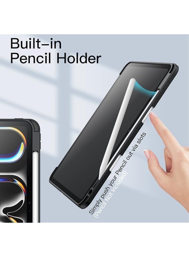 Cover Case for iPad Pro 11-Inch M5/M4 2025/2024 (6th/5th Generation) with Pencil Holder, Clear Transparent Back Shell Slim Stand Shockproof Tablet Cover, Auto Wake/Sleep (Black) - Image 5
