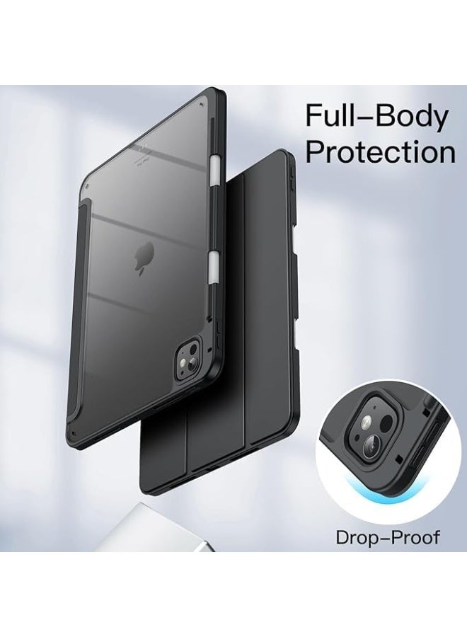 Cover Case for iPad Pro 11-Inch M5/M4 2025/2024 (6th/5th Generation) with Pencil Holder, Clear Transparent Back Shell Slim Stand Shockproof Tablet Cover, Auto Wake/Sleep (Black) - Image 4