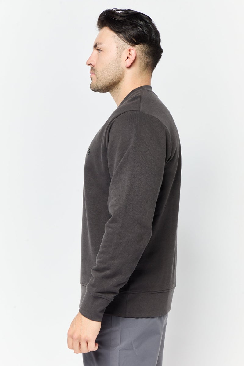 833 POLICE Men Crew Neck Brand Logo Long Sleeves Sweatshirt, Dusty Grey - Image 3