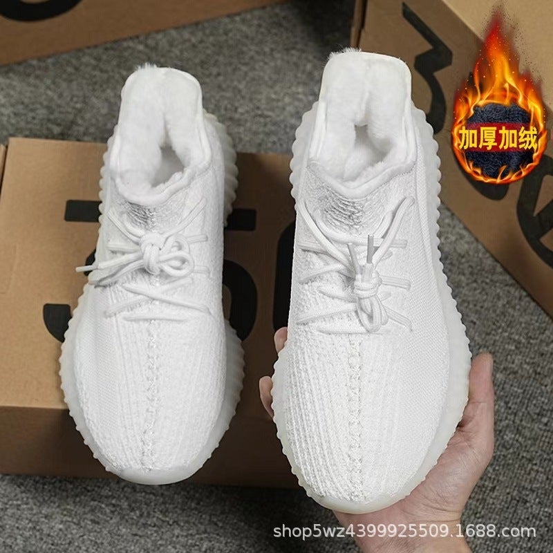 Winter Fleece-Lined Fashion Coconut Shoes Men'S 350 Warm Thickened Soft Bottom Sneaker Women'S Running Shoes Casual Cotton Shoes - Image 3