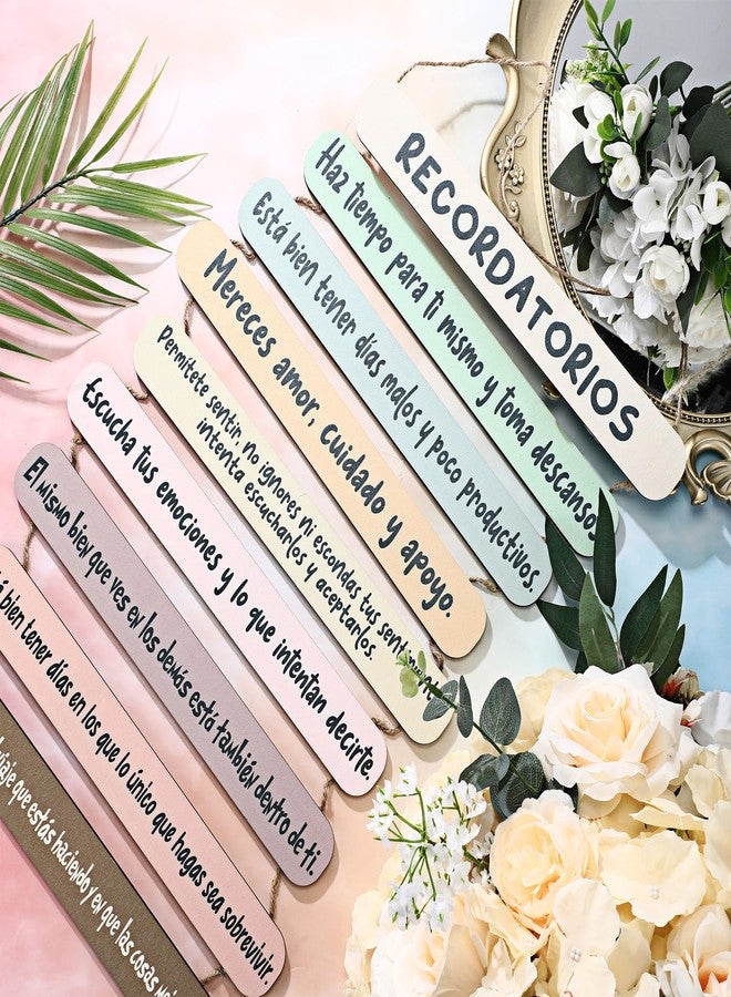 Yookeer Mental Health Reminders Wall Decors Wooden Hanging Art Counseling Room Decor Positive Psychology Affirmations Feelings Pediments for Home Counseling Office (Bright Color,Spanish Style) - Image 4