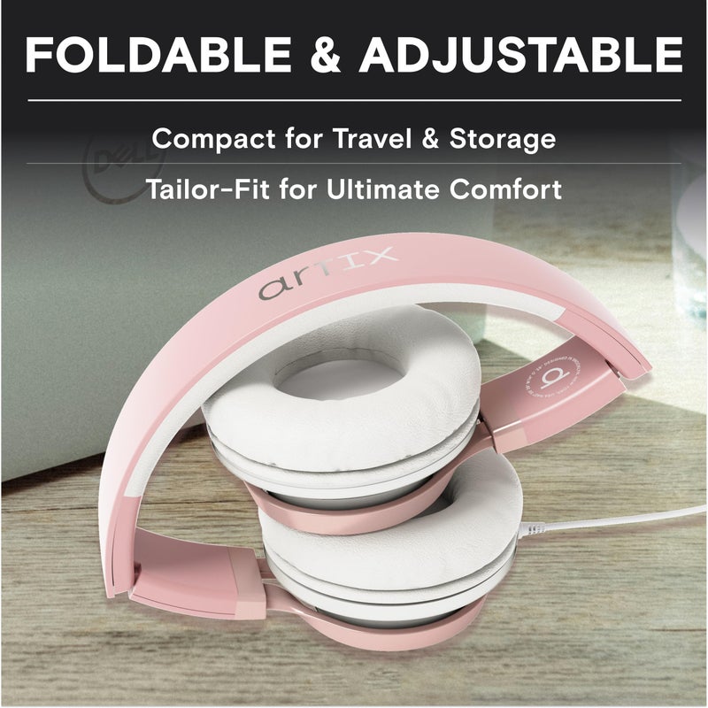 ARTIX CL750 Wired Headphones with Mic & Volume Control â€” Noise Isolating On-Ear Headphones for Computer and Laptop Wired, Plug in Corded Headphone with Wire (Foldable, Aux Jack 3.5mm) - Image 4