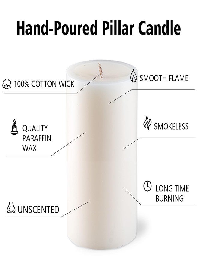 MOSROAD 2.8x4 Pillar Candles Set of 6, Unscented Ivory Pillar Candles Bulk, Dripless and Long Clean Burning Large Pillars Candles, Smokeless Dinner Table Pillar Candles for Wedding, Spa, Aromatherapy, Party - Image 3