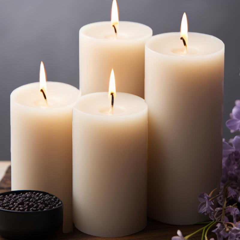 MOSROAD 2.8x4 Pillar Candles Set of 6, Unscented Ivory Pillar Candles Bulk, Dripless and Long Clean Burning Large Pillars Candles, Smokeless Dinner Table Pillar Candles for Wedding, Spa, Aromatherapy, Party - Image 1
