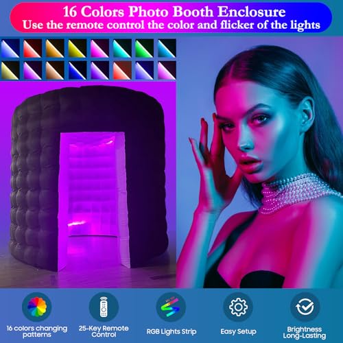 Estgora Inflatable Photo Booth Enclosure 10x10x9FT for 360 Photo Booth Machine, Portable 16 Colors LED Dimmable Shooting Photobooth Tent with Remote, 2 Doors, Inner Air Blower for Wedding Birthday Parties - Image 2