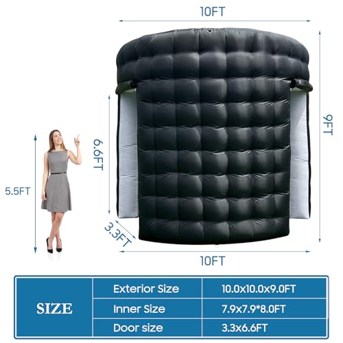 Estgora Inflatable Photo Booth Enclosure 10x10x9FT for 360 Photo Booth Machine, Portable 16 Colors LED Dimmable Shooting Photobooth Tent with Remote, 2 Doors, Inner Air Blower for Wedding Birthday Parties - Image 3