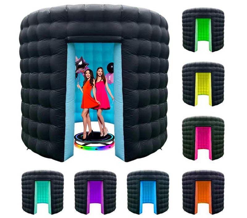 Estgora Inflatable Photo Booth Enclosure 10x10x9FT for 360 Photo Booth Machine, Portable 16 Colors LED Dimmable Shooting Photobooth Tent with Remote, 2 Doors, Inner Air Blower for Wedding Birthday Parties - Image 1