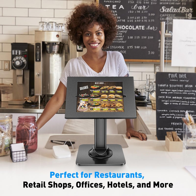 AboveTEK Anti-Theft iPad Kiosk Stand â€“ POS iPad Security Stand & Locking Tablet Holder â€“ Heavy Duty Base, 360Â° Swivel, 75Â° Tilt Bracket â€“ Perfect for Retail Business (Black) - Image 2