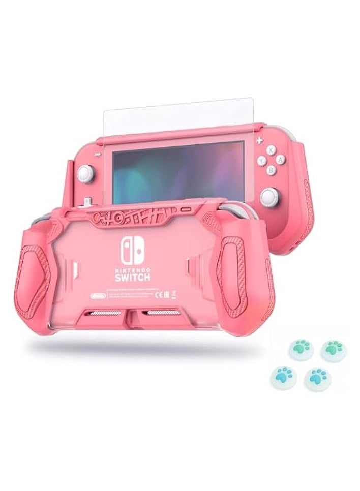 PROMASS Smart Switch Lite Protective Case for Nintendo, Daily Gift Ergonomic Sturdy Full Protection Gift Idea with Thumb Grip Caps Sturdy Lite Case Full Protection Case for Family Happy Hours, Coral - Image 1