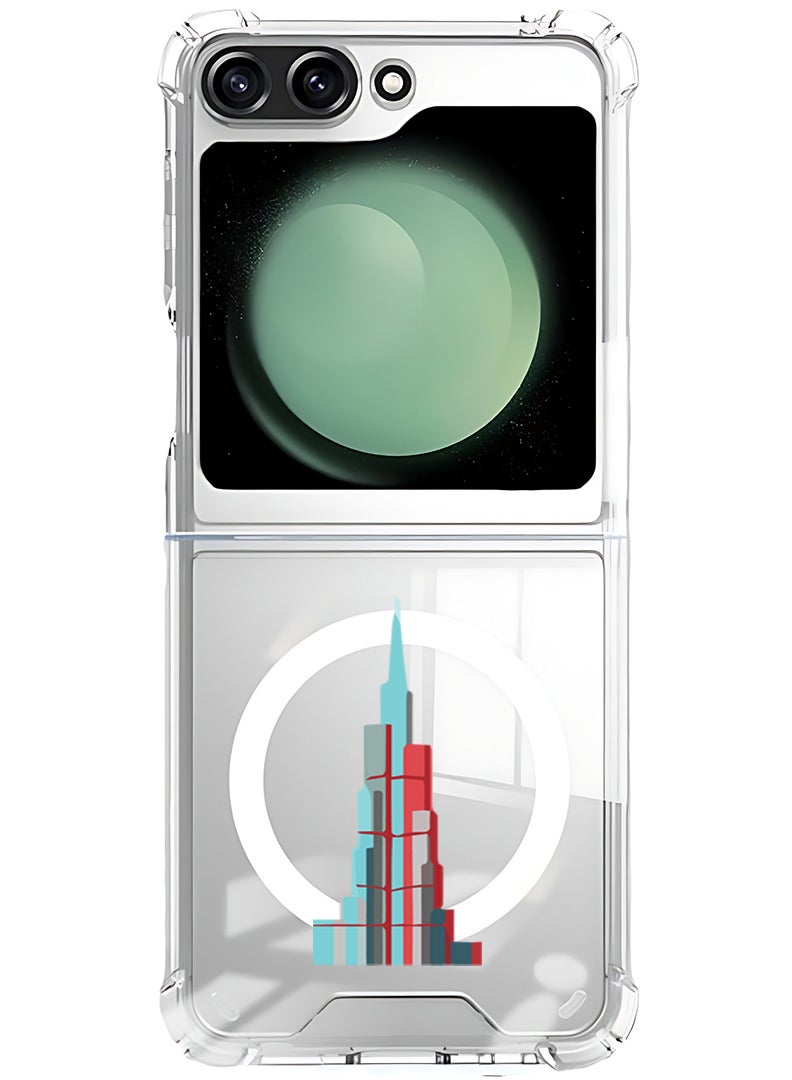 Theodor Magnetic Case for Samsung Galaxy Z Flip 6 Compatible with MagSafe Wireless Charging, Shockproof Phone Bumper Cover Burj Khalifa - Image 1