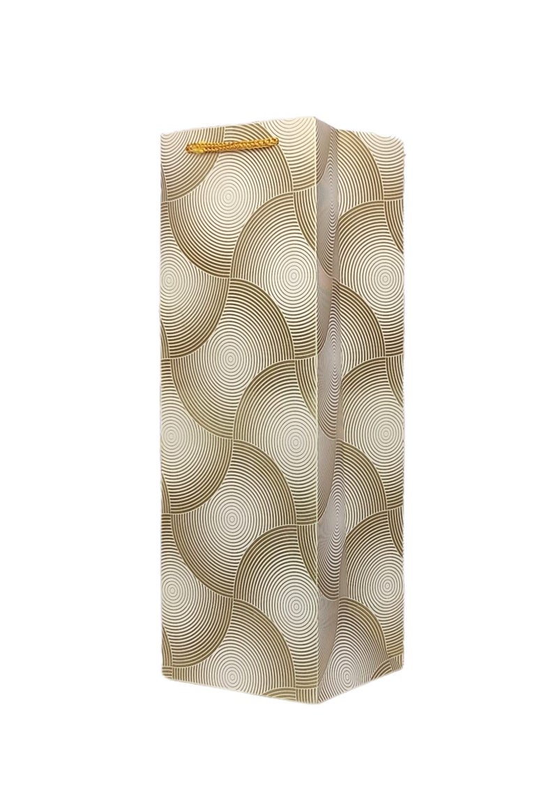 TASCHE Seamless Golden Design Bottle Bag Medium Printed Gift Paper Bags | Gift Bags for Wedding, Return gifts, and Birthday presents (Gold Colour Printing) (14 * 5 * 4 Inches) (Pack of 30) - Image 2
