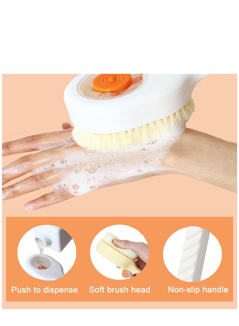 Excefore Back Scrubber for Shower, Body Brush with Long Handle, Soft Bristles Body Scrubber with Soap Dispenser Storage, Exfoliating Bath Brush for Dry Brush, Women Men Gifts（White）  - Image 2