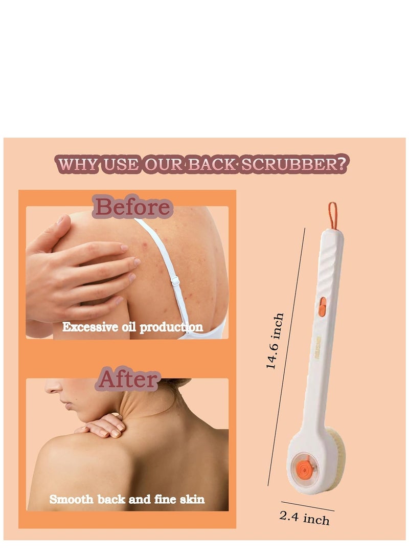 Excefore Back Scrubber for Shower, Body Brush with Long Handle, Soft Bristles Body Scrubber with Soap Dispenser Storage, Exfoliating Bath Brush for Dry Brush, Women Men Gifts（White）  - Image 4