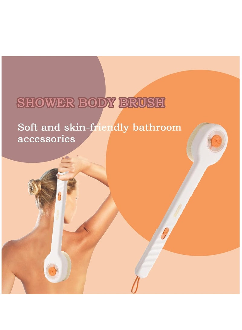 Excefore Back Scrubber for Shower, Body Brush with Long Handle, Soft Bristles Body Scrubber with Soap Dispenser Storage, Exfoliating Bath Brush for Dry Brush, Women Men Gifts（White）  - Image 3