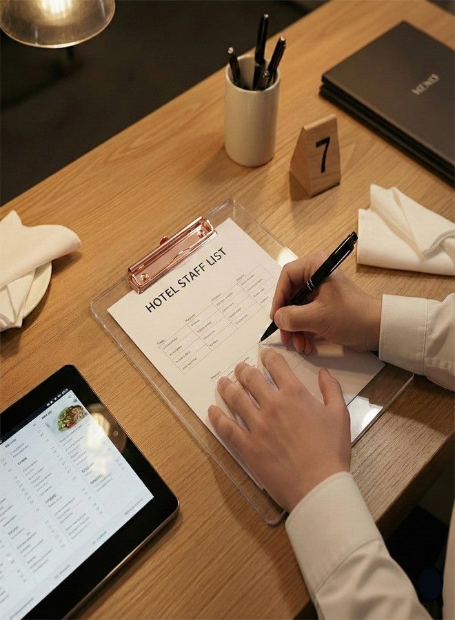 oddpod™ Luxure Transparent Acrylic Clipboard for Paper and Document Organisation with Rose Gold Clip 2310 - Image 2