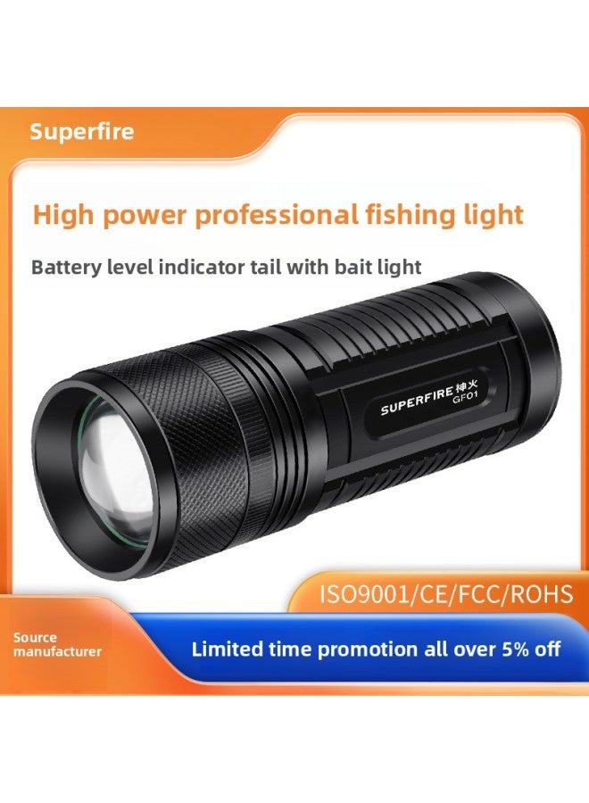 Shenhuo Strong Light Fishing Lamp Telescopic Focusing Four-color Light Source Waving Induction Black Pit Night Fishing Artifact Can Be Used As Charging Treasure-Color:Gf01 (without Bracket)  - Image 2
