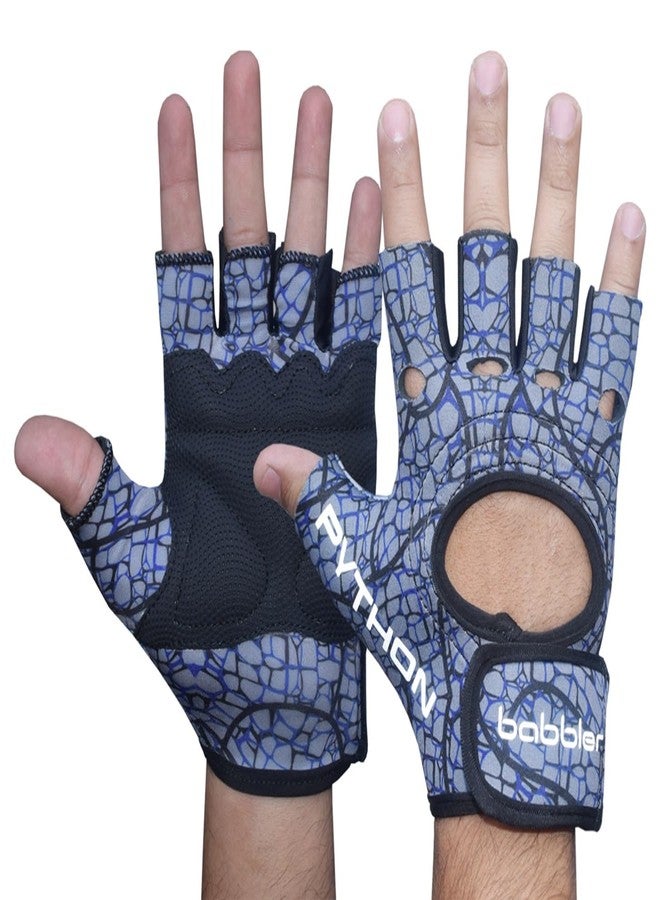BABBLER Python BG-221 Grey Large PU Weightlifting Gym Gloves for Men & Women - Image 1