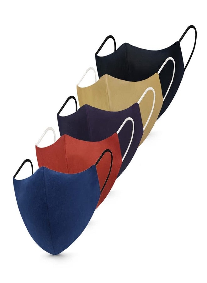 zebaya Unisex Fashion Mask. 3 Layer of Protection. (Pack of 5 Nos). Washable & Reusable Skin Friendly Fabric with Soft Ear Bands. - Image 1