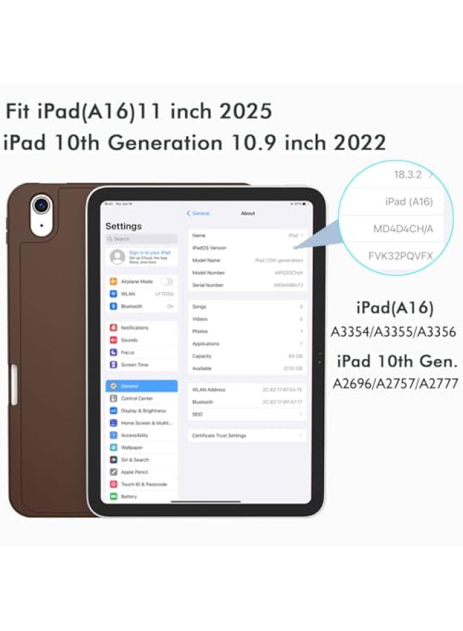iMieet Case for iPad (A16)/iPad 10th Gen [11 Inch 2025/10.9 Inch 2022], Trifold Stand Smart Case with Pencil Holder and Soft TPU Back, Supports Touch ID (Black) - Image 2