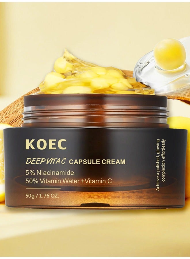 ك أو إي سي مرطب عميق للوجه بكبسولة فيتامين سي الذهبية - كبسولات ليبوزومية للتجاعيد وإشراق البشرة - جل شفاف لترطيب البشرة - العناية بالبشرة الكورية - Image 1