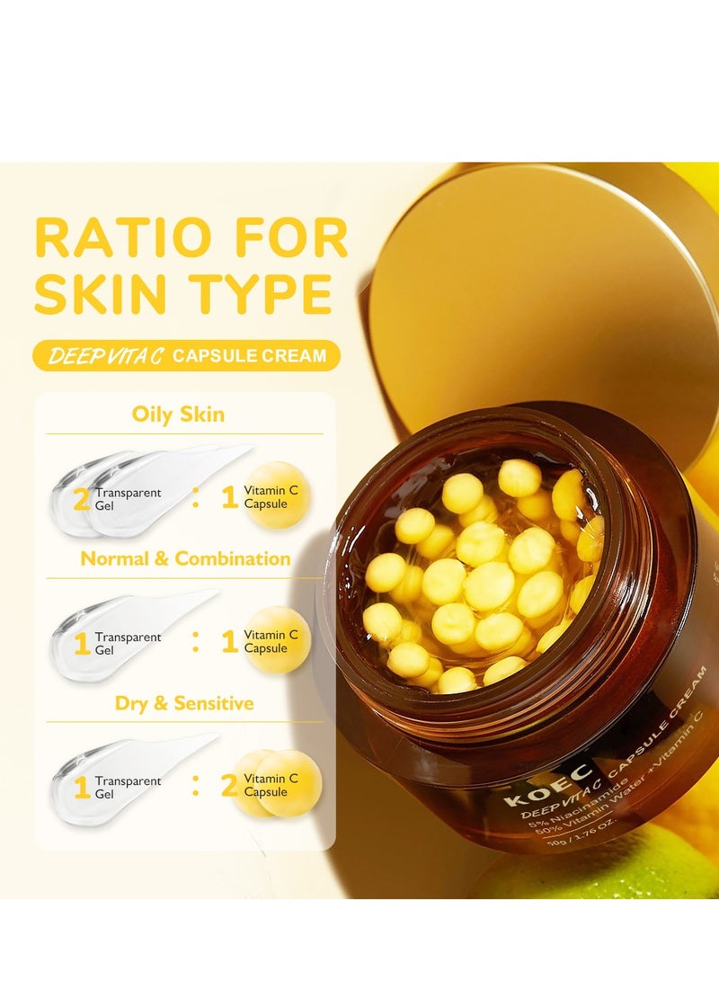 ك أو إي سي مرطب عميق للوجه بكبسولة فيتامين سي الذهبية - كبسولات ليبوزومية للتجاعيد وإشراق البشرة - جل شفاف لترطيب البشرة - العناية بالبشرة الكورية - Image 2