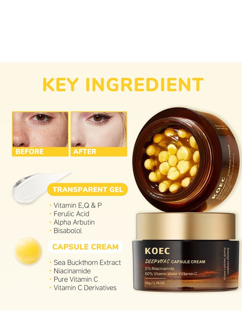 ك أو إي سي مرطب عميق للوجه بكبسولة فيتامين سي الذهبية - كبسولات ليبوزومية للتجاعيد وإشراق البشرة - جل شفاف لترطيب البشرة - العناية بالبشرة الكورية - Image 3