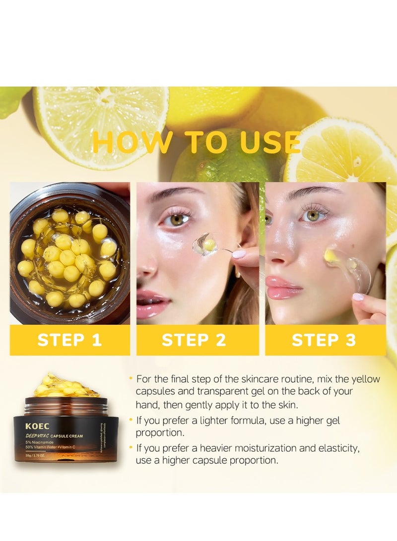 ك أو إي سي مرطب عميق للوجه بكبسولة فيتامين سي الذهبية - كبسولات ليبوزومية للتجاعيد وإشراق البشرة - جل شفاف لترطيب البشرة - العناية بالبشرة الكورية - Image 4
