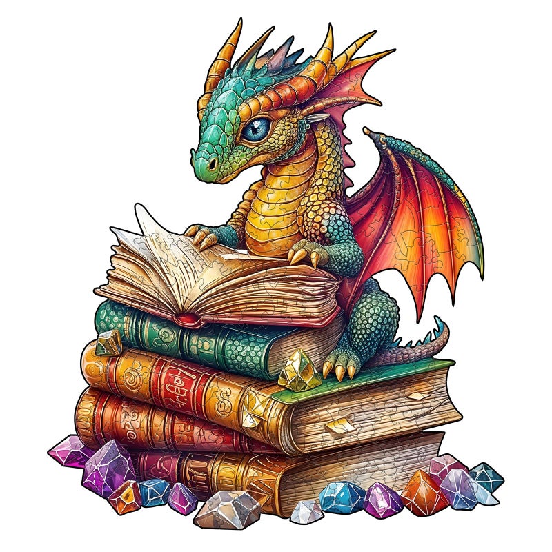 SECOGM Wooden Puzzles for Adults Reading Dragon Wood Puzzles Adult Unique Animal Shape Wooden Jigsaw Puzzles for Adults Birthday Gifts for Puzzle Lovers Family 85 85in 100 Pieces - Image 3
