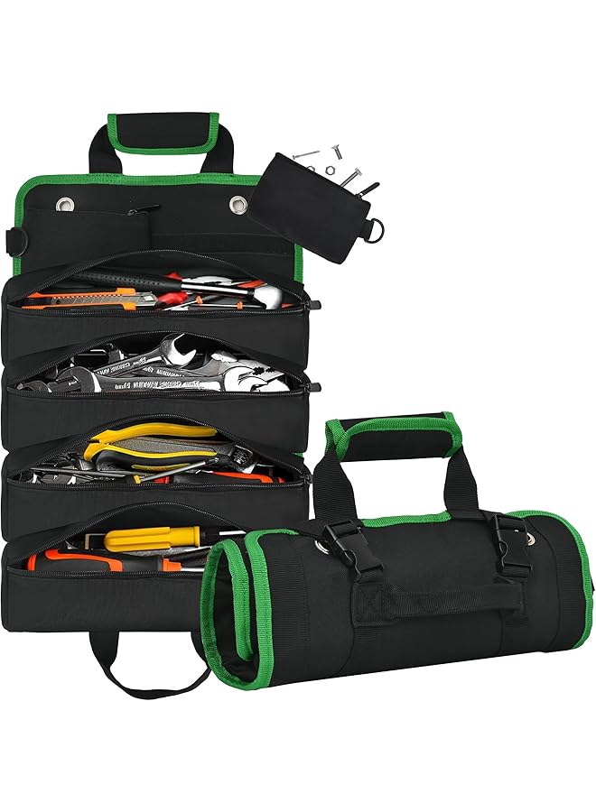 PROMASS Tool Bag Roll Portable Strap Type Waterproof Hard Bottom Tool Organizer Multifunctional Large-Capacity Electrician Woodworking Tool Handbag for Storing Hand Tools Power Tools and Accessories(Green)  - Image 1
