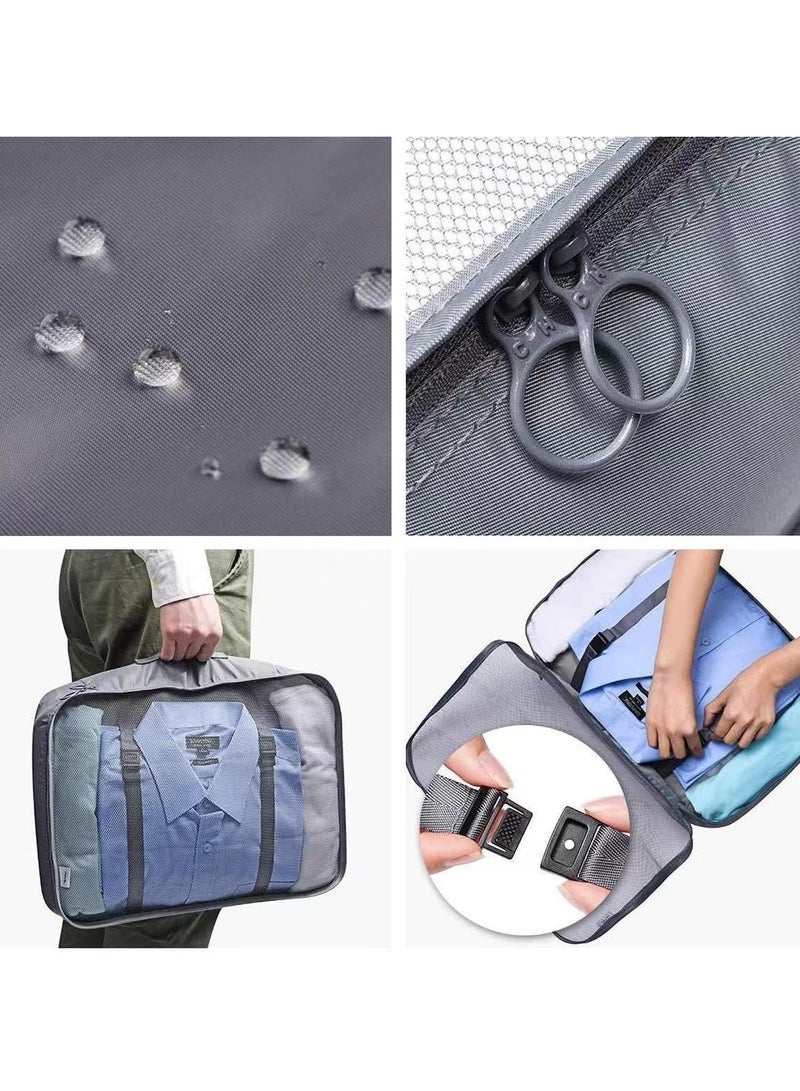 10 قطع من مكعبات التعبئة مكعبات تعبئة الأمتعة منظمي الأمتعة لإكسسوارات السفر، منظم حقائب السفر للأمتعة، مجموعة حقائب تنظيم الحقائب، حقائب تنظيم الأمتعة الأساسية للسفر （أسود） - Image 4