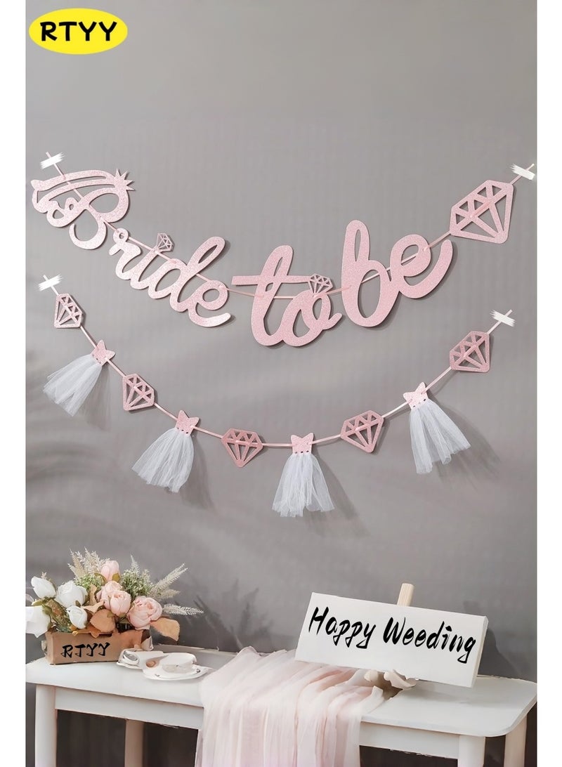 RTYY Bridal Shower Banner Set，Bridal and bachelorette party decorations, Weeding Banner，Bride to Be Banner Sign Glitter Paper 3D Wedding Dress Diamond Bride Garland Bunting Hen Party BannerFor Bridal Shower Wedding Engagement Bachelorette Hen Party Decorations Supplies（Silver） - Image 1
