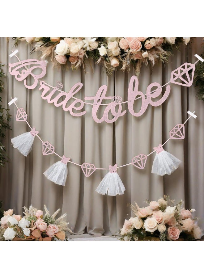 RTYY Bridal Shower Banner Set，Bridal and bachelorette party decorations, Weeding Banner，Bride to Be Banner Sign Glitter Paper 3D Wedding Dress Diamond Bride Garland Bunting Hen Party BannerFor Bridal Shower Wedding Engagement Bachelorette Hen Party Decorations Supplies（Silver） - Image 2