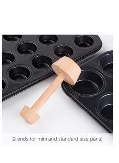 KASTWAVE Tart Tamper and Pin Pastry Tamper Mini Pan Wood Wooden Shell Dough Muffin Metal for Making Muffin, Pecan Pies, Cheesecakes and Desserts  - Image 3