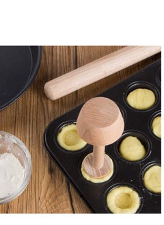KASTWAVE Tart Tamper and Pin Pastry Tamper Mini Pan Wood Wooden Shell Dough Muffin Metal for Making Muffin, Pecan Pies, Cheesecakes and Desserts  - Image 2