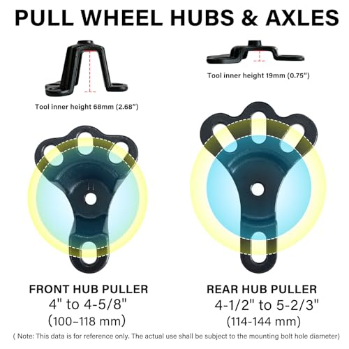 Socpuro Universal Front Wheel Bearing Puller(Max 4-5/8") & Rear Axle Puller(Max 5-2/3") Set, 2 Pack Flange Type Wheel Hub Axle Remover Tools Kit with Forcing Bolt and Socket (Thread 5/8" *18) - Image 2
