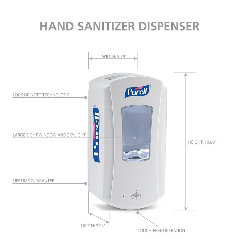 PURELL LTX-12 Touch-Free Hand Sanitizer Dispenser, White, for PURELL LTX-12 1200 mL Hand Sanitizer Refills (Pack of 1) - 1920-01 - Image 4