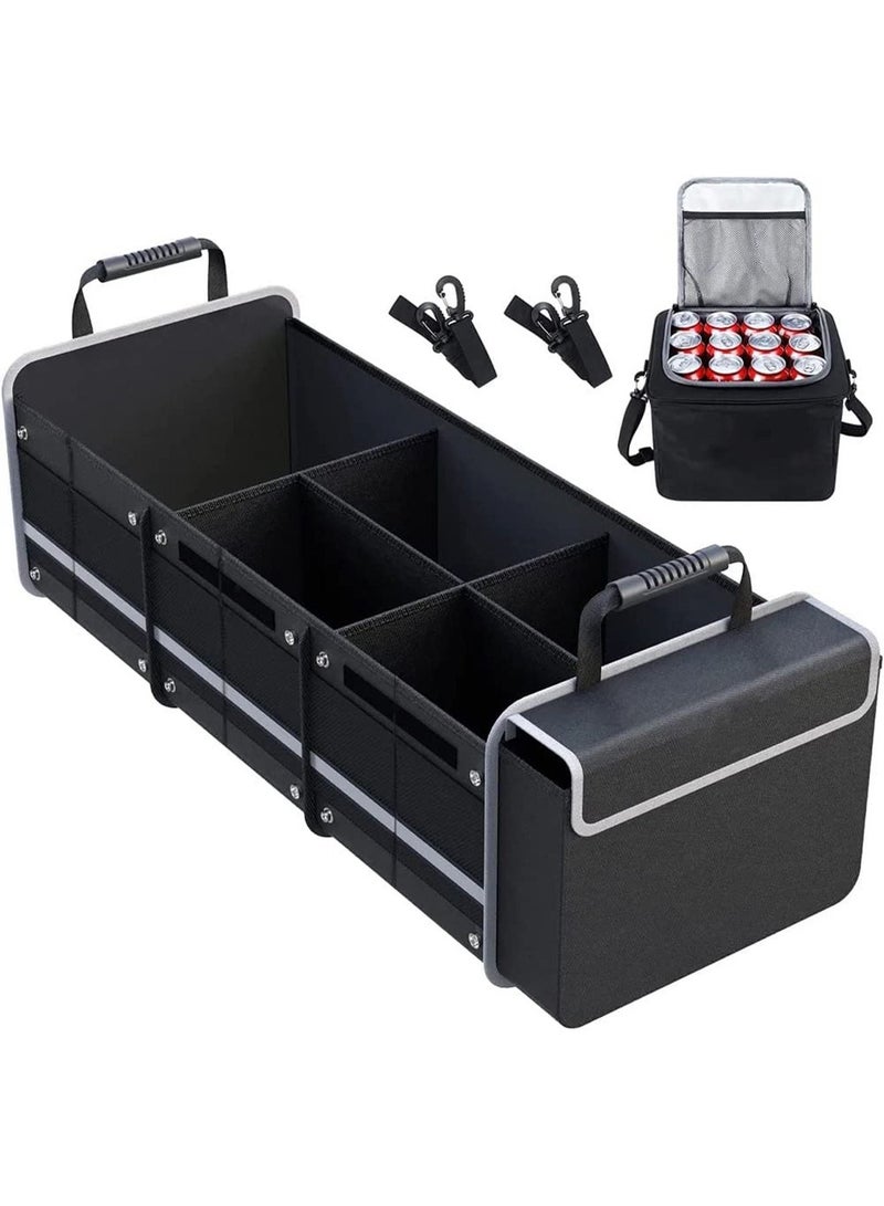 GT-Wheel Collapsible Car Boot Organizer Heavy Duty Trunk Storage with Insulated Leakproof Cooler Bag - Image 1