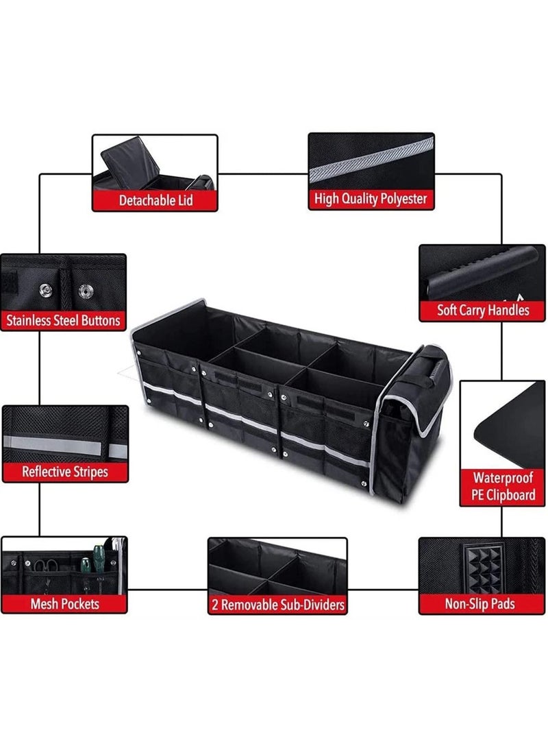 GT-Wheel Collapsible Car Boot Organizer Heavy Duty Trunk Storage with Insulated Leakproof Cooler Bag - Image 2