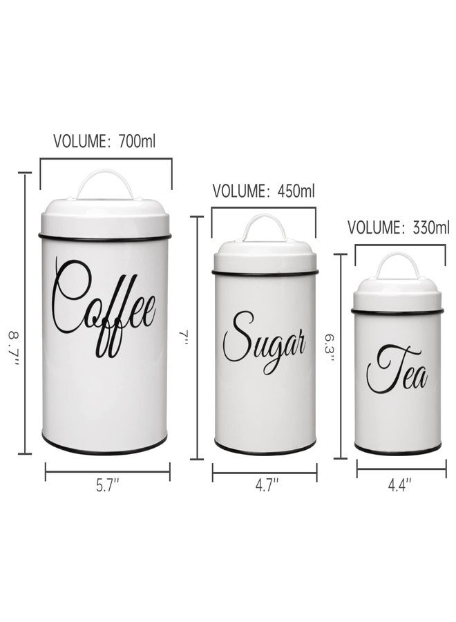 Cibeat Canister Set for Kitchen Counter, Airtight White Vintage Canisters Sets, 3pcs Rustic Farmhouse Kitchen Decor, for Coffee, Flour, Sugar, Tea Storage - Image 2