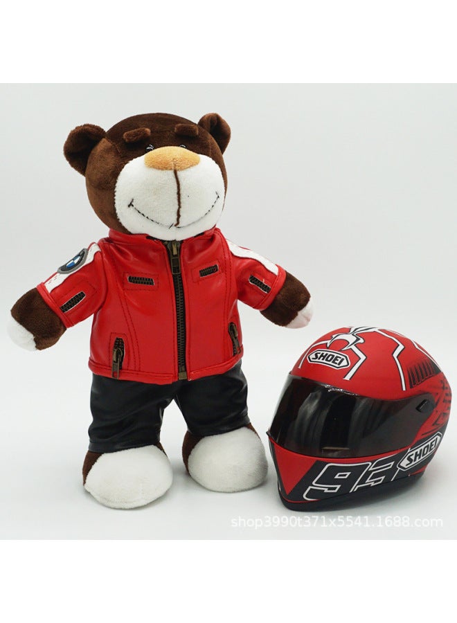 Motorcycle Tail Box Doll Toy Bear Bmw Rally Bear Agvshoei Helmet Model Toy Motorcycle Rear Box Doll Bmw Rally Agvshoei Helmet-Color:Red Leather Jacket + Shoei Red Ant  - Image 1