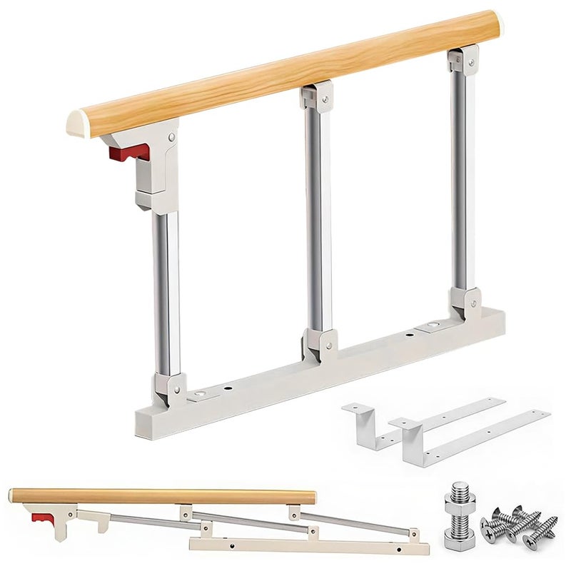 HASTHIP ® Folding Bedside Handrail, Support Handrail Easy Access & Fall Prevention Stainless Steel Bed Guard for Baby, Elderly and Patient Safety, 68x40cm - Image 1