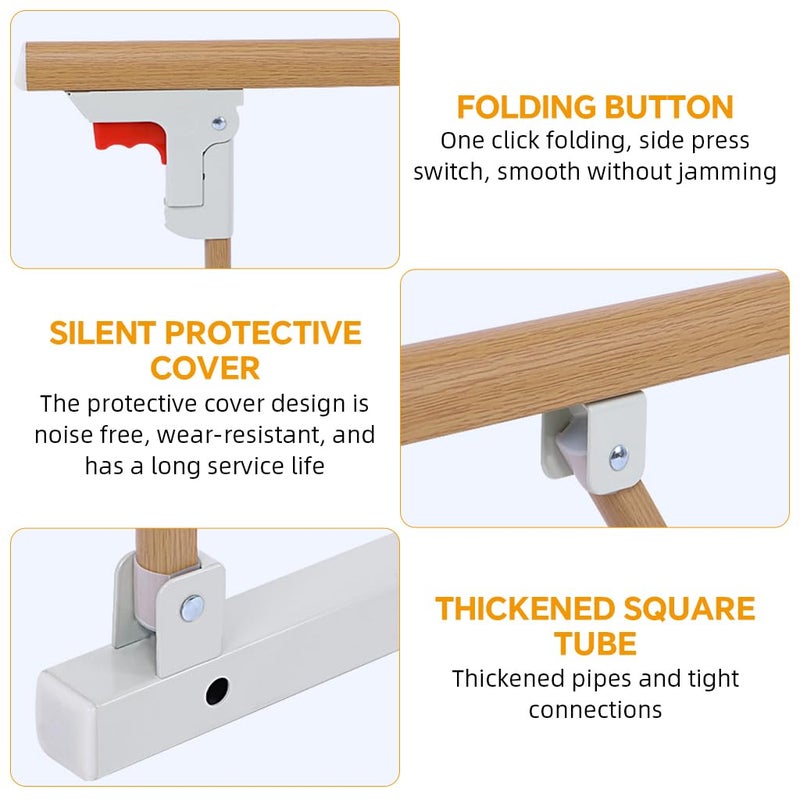 HASTHIP ® Folding Bedside Handrail, Support Handrail Easy Access & Fall Prevention Stainless Steel Bed Guard for Baby, Elderly and Patient Safety, 68x40cm - Image 3