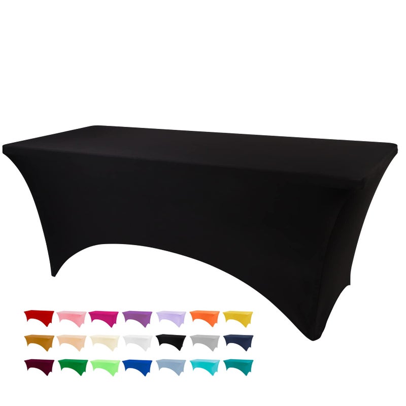 Bddc Table Covers For 6 Foot Tables  Spandex Table Covers 6Ft  Black Table Cloths Rectangle 6Ft For Events  Wedding  Banquets & Parties - Image 1