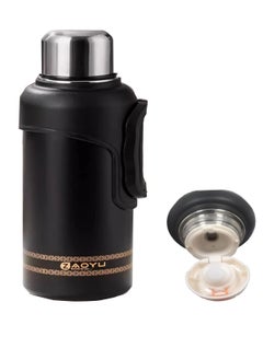 TYCOM Thermal isulated Water Bottle 1000 ML 316 Stainless Steel Double Wall Vacuum insulated Water Bottles for Hot Cold Water Gym Bottle Flask Bottle Side Handle Black.  - Image 1